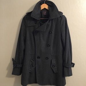 Grey wool-blend peacoat